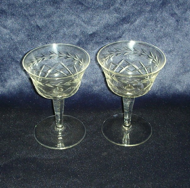 Pair Of Etched Stemmed Parfait Glasses South Perth Antiques